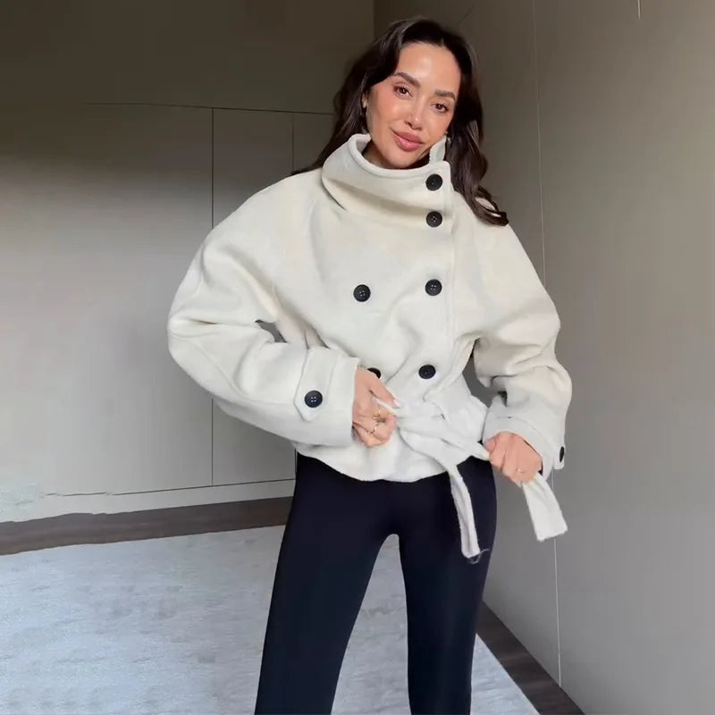 Laura Belted Funnel Neck Coat