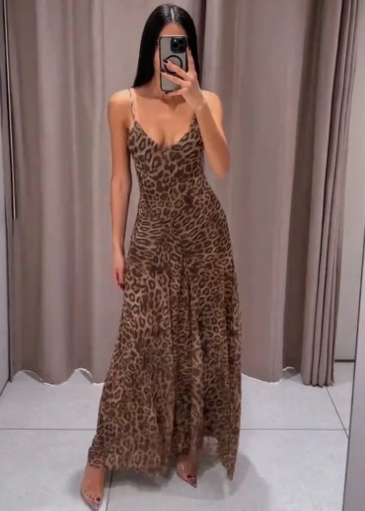 Jasmine Leopard Print Strap Maxi Dress