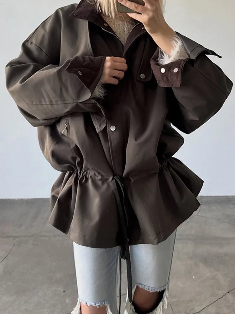 Ruth Contrast Collar Windbreaker Jacket