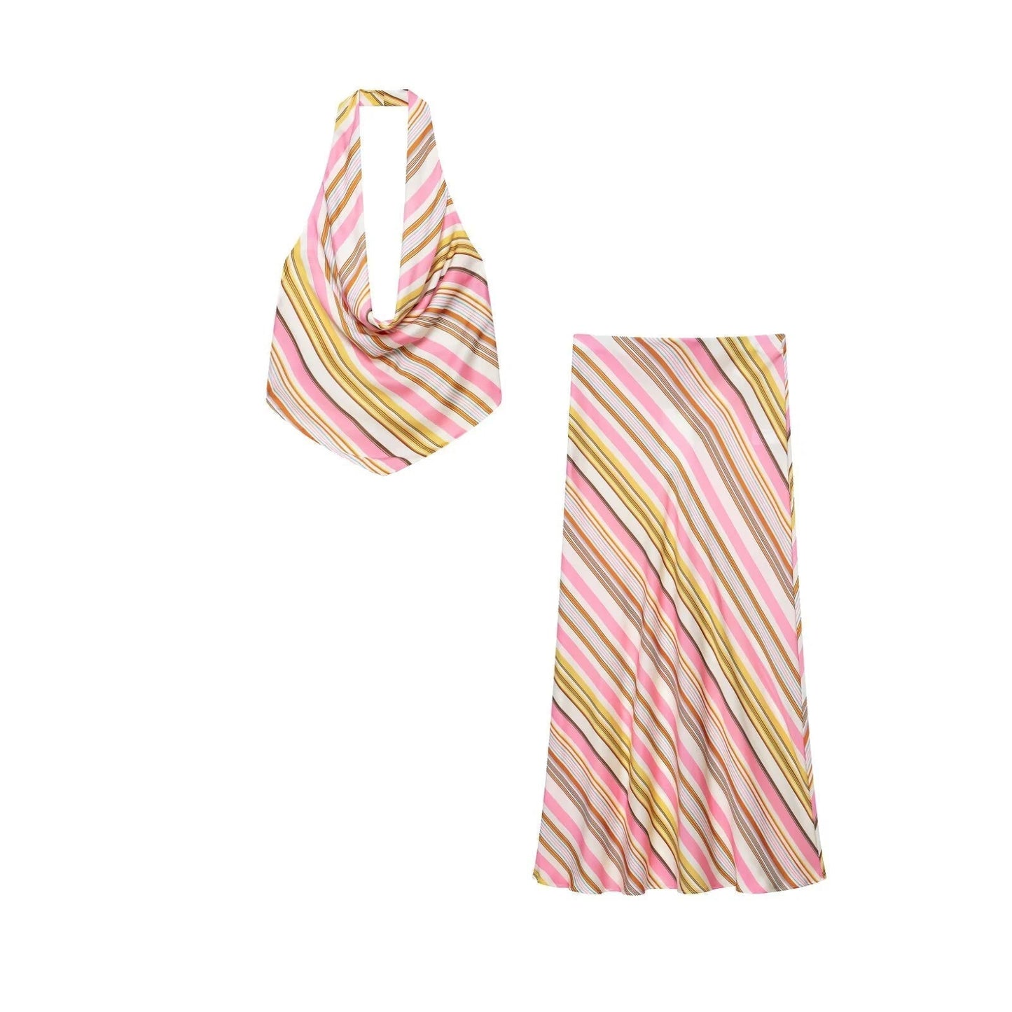 Meredith Bohemian Striped Satin Set