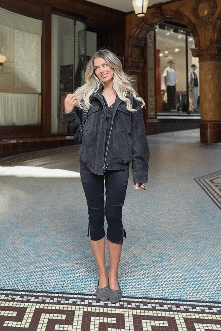 SOKYND Alyssa Suede Bomber Jacket Coats & JacketsVx1772777205908392220Navy BlueS