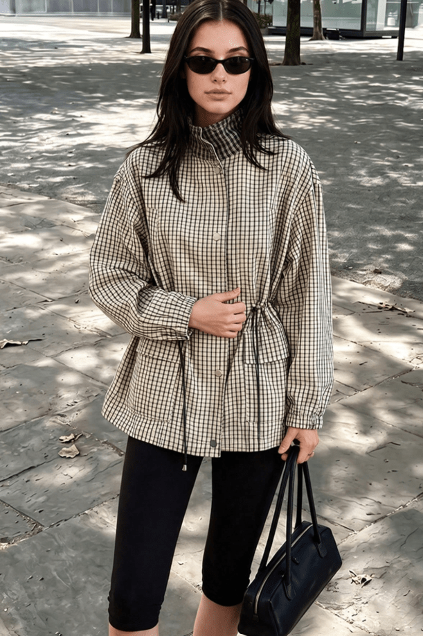 SOKYND Amelia High-Neck Plaid Jacket JacketSOKYND-703959-L-OS-61623L