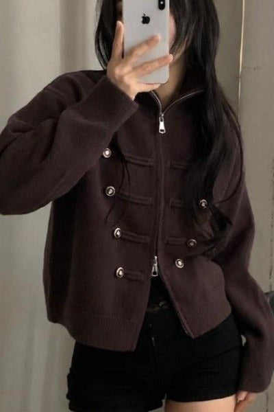 SOKYND Amelia Turtleneck Zip Knit Cardigan CardiganSOKYND-168535-BRO-O-20247BrownOne size