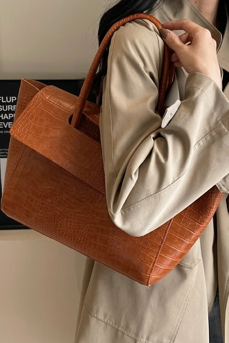 SOKYND Anna Embossed Leather Tote BagSOKYND-379223-BRO-OS-30007Brown