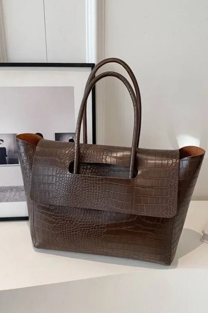 SOKYND Anna Embossed Leather Tote BagSOKYND-379223-BRO-OS-30007Brown
