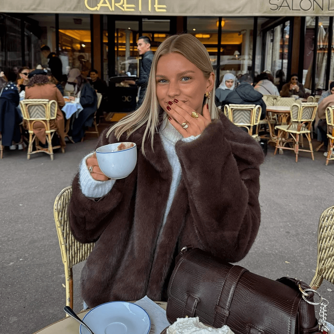 SOKYND Brittany Faux Fur Jacket in Brown