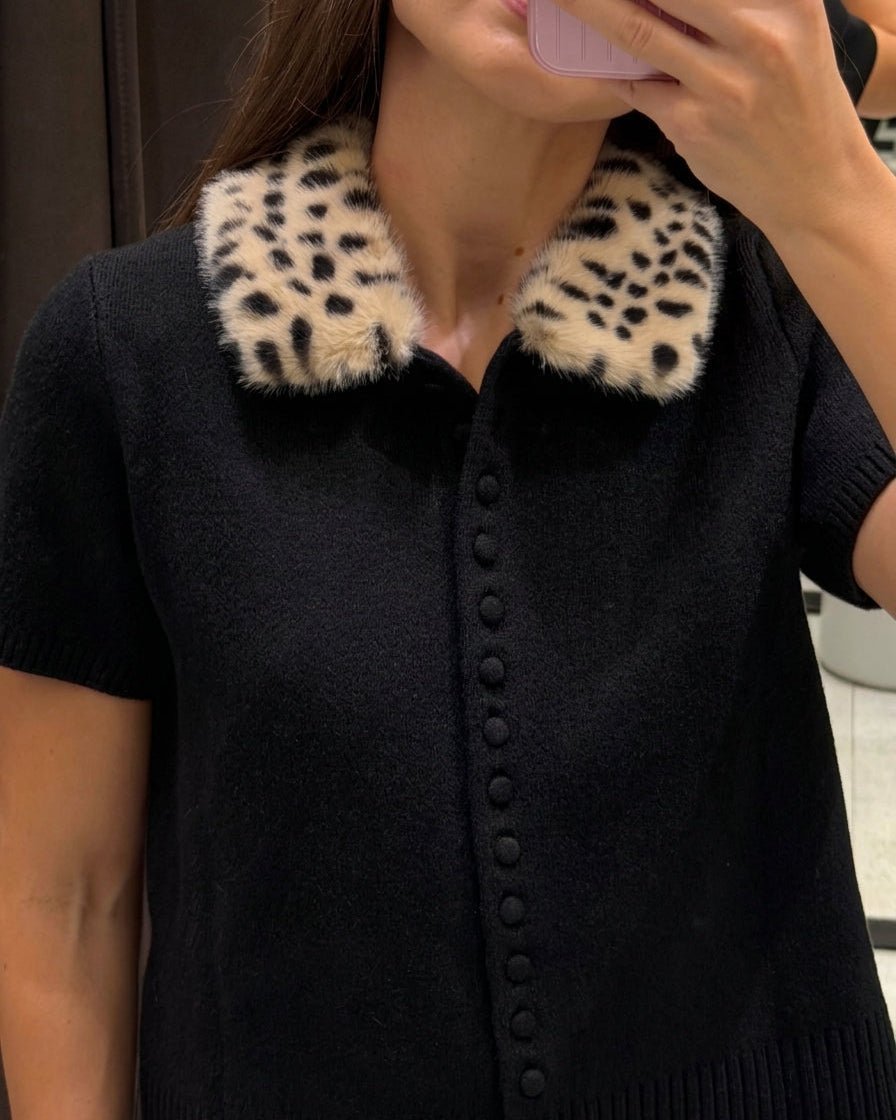 SOKYND Carmen Faux Fur Bambi Knit Cardigan Top CardiganSOKYND-954711-BLA-S-56183BlackS