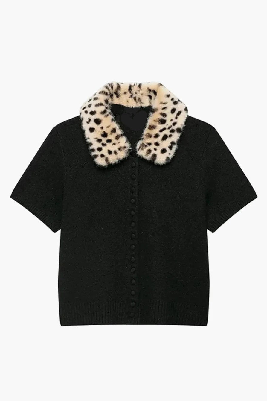 SOKYND Carmen Faux Fur Bambi Knit Cardigan Top CardiganSOKYND-954711-BLA-S-56183BlackS