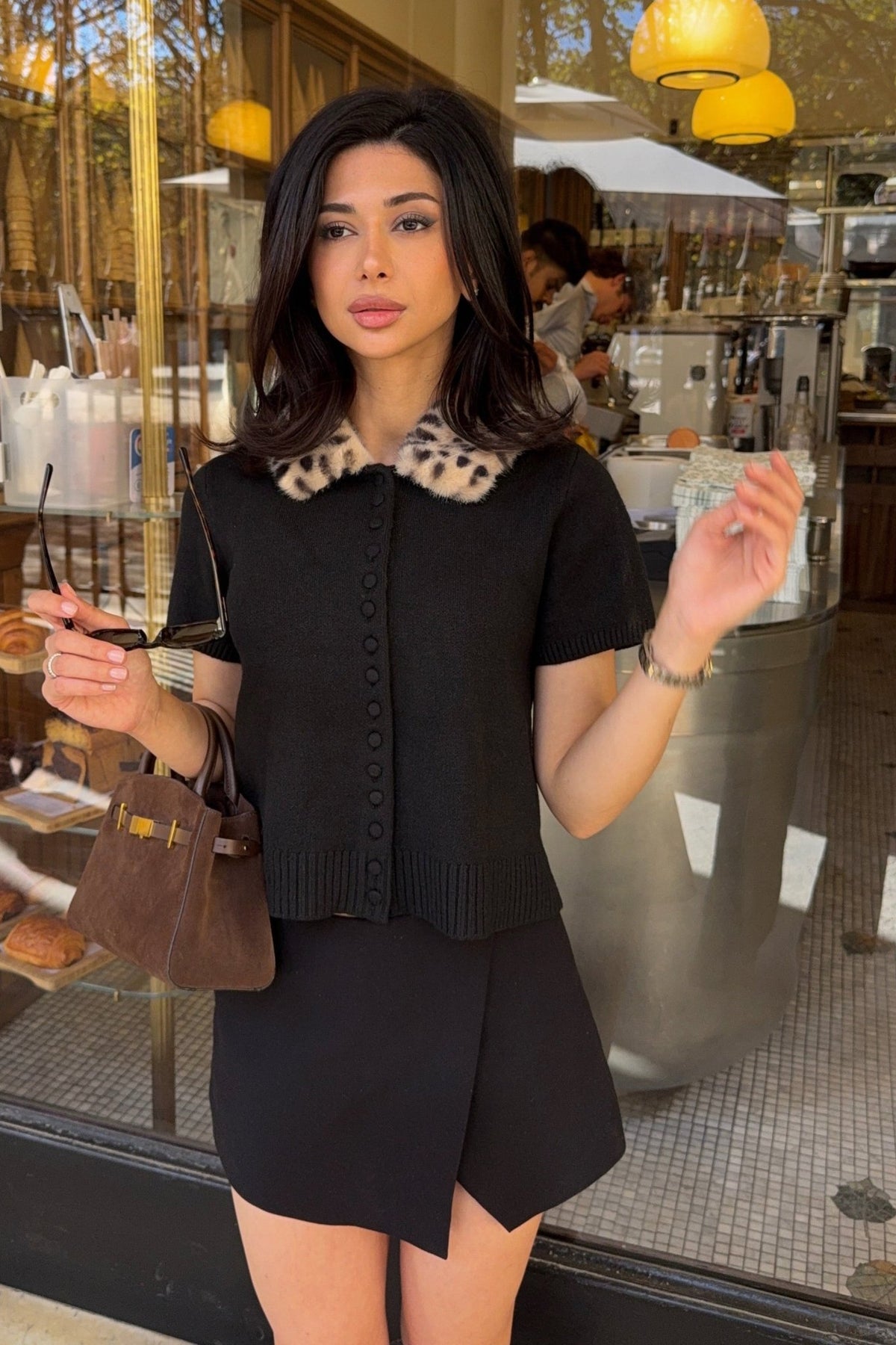 SOKYND Carmen Faux Fur Bambi Knit Cardigan Top CardiganSOKYND-954711-BLA-S-56183BlackS