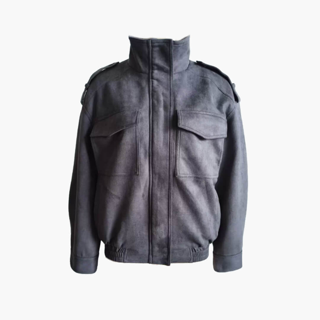SOKYND Delphine High-Neck Suede Jacket Coats & JacketsSOKYND-561751-CHA-XS-01367CharcoalXS