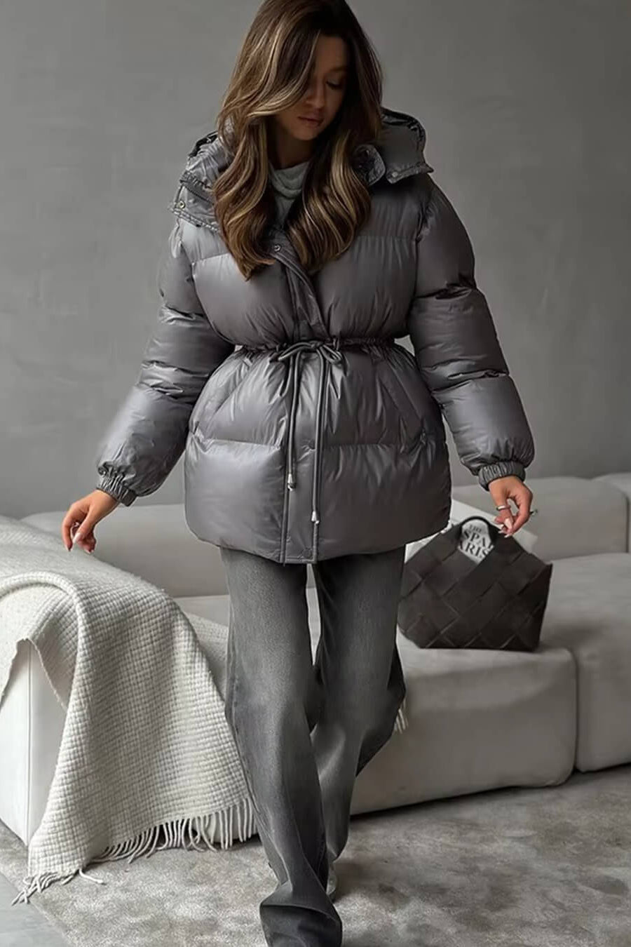 SOKYND Dorothy Drawstring Hooded Puffer Coat Coats & JacketsXF1767356248751546890BrownS