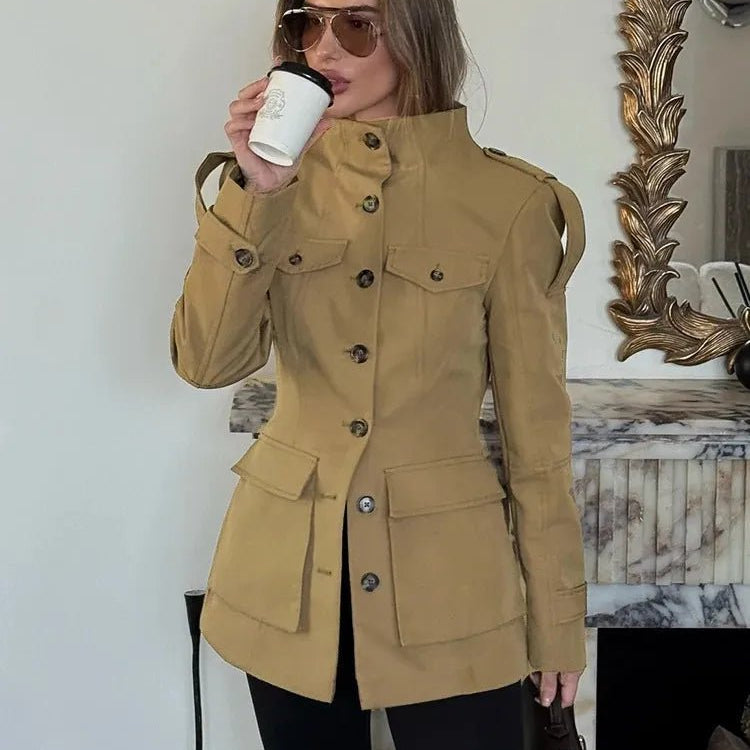 SOKYND Emilia Tailored Stand Collar Jacket JacketSOKYND-248407-BEI-XS-98167BeigeXS