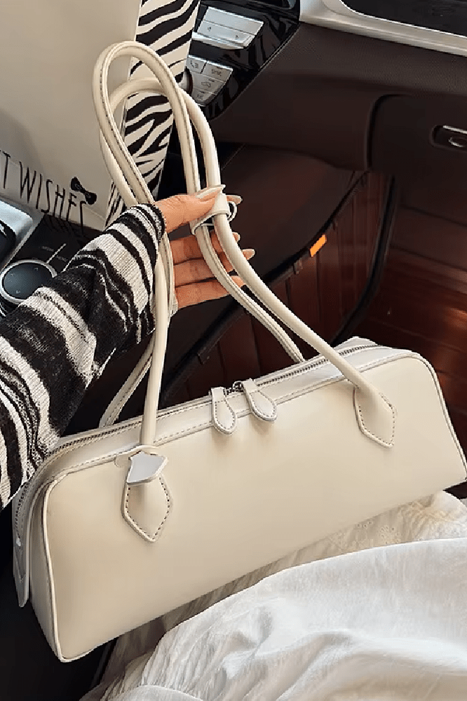 SOKYND Emily Vintage Leather Baguette Bag BagSOKYND-838871-WHI-OS-69719White