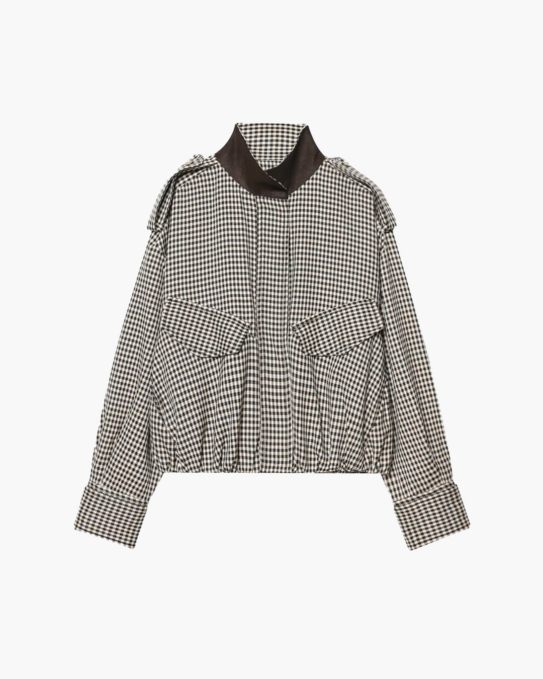 SOKYND Emma High Neck Checked Bomber Jacket JacketSOKYND-266007-L-OS-91127L