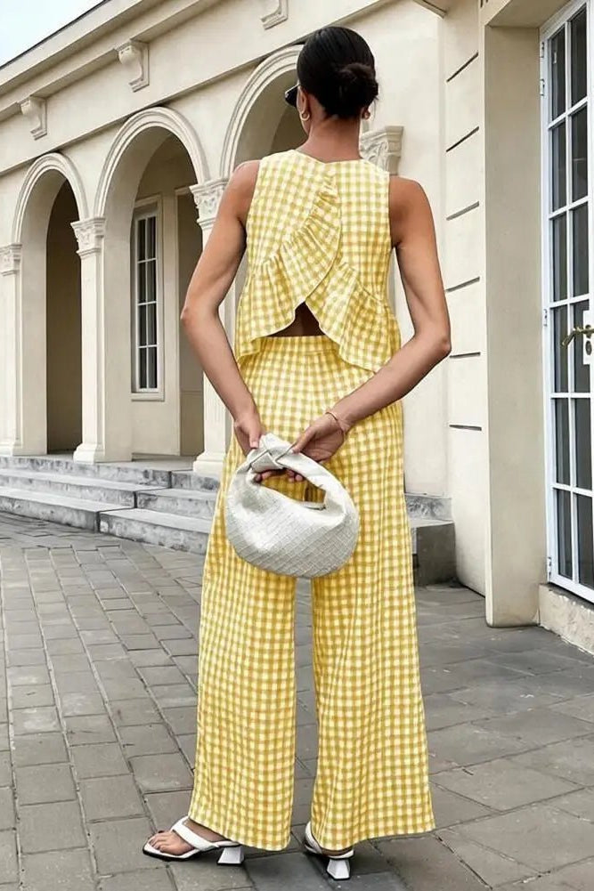SOKYND Enya Plaid Ruffle Two-Piece Set Matching SetsSOKYND-314583-YEL-S-45591YellowS