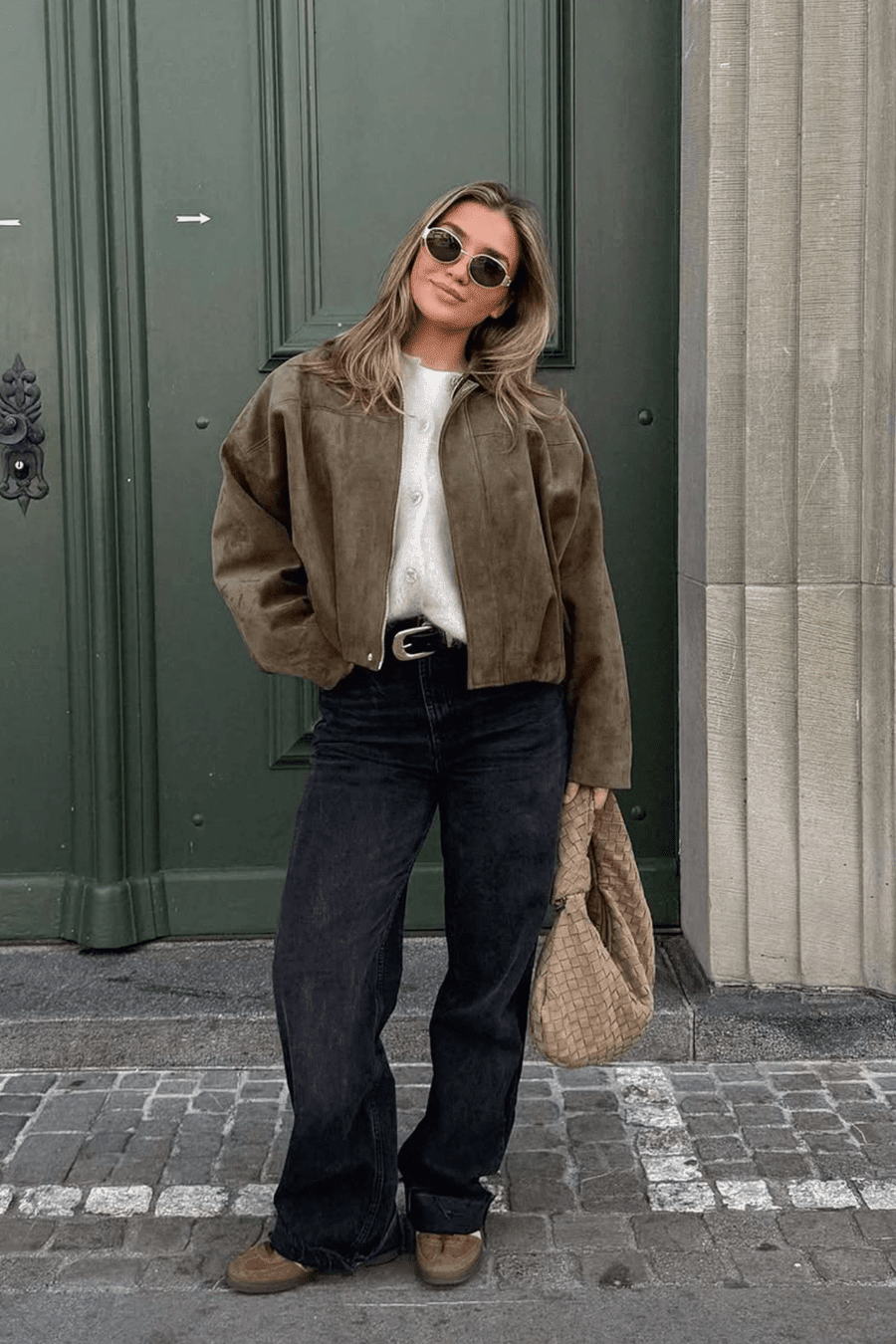 SOKYND Erica Faux Suede Bomber Jacket JacketSOKYND-248727-OLI-S-50167OliveS