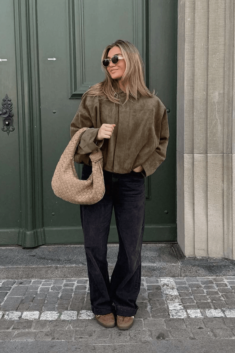 SOKYND Erica Faux Suede Bomber Jacket JacketSOKYND-248727-OLI-S-50167OliveS