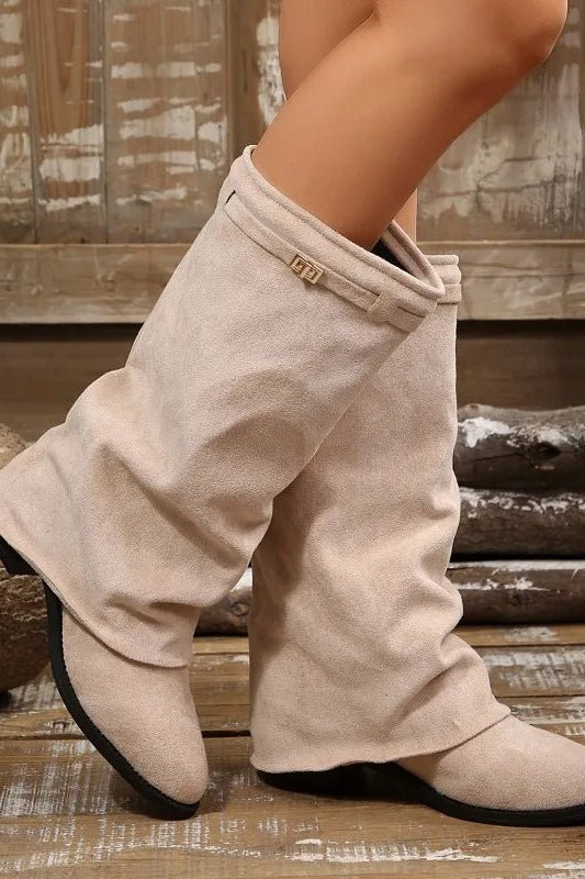 SOKYND Esther Faux Suede Knee High Boots BootsSOKYND-444119-BEI-36-68087Beige36