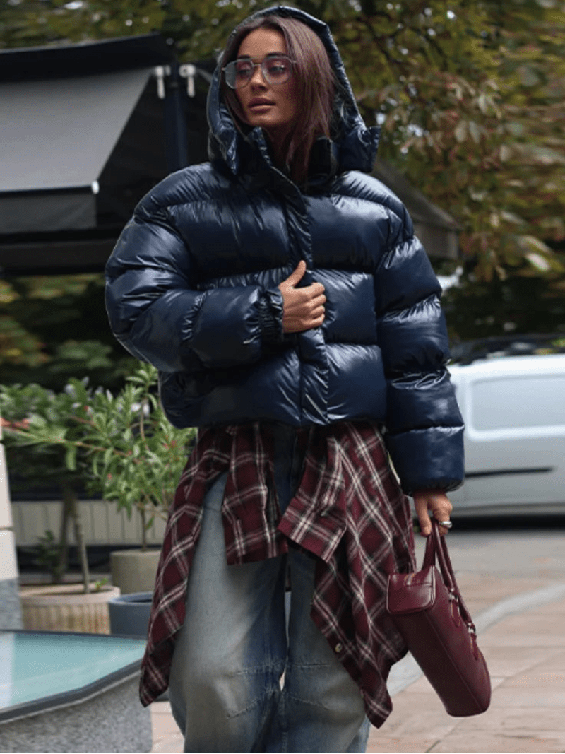 SOKYND Fiona Hooded Glossy Puffer Jacket JacketSOKYND-344727-BRO-S-62327BrownS