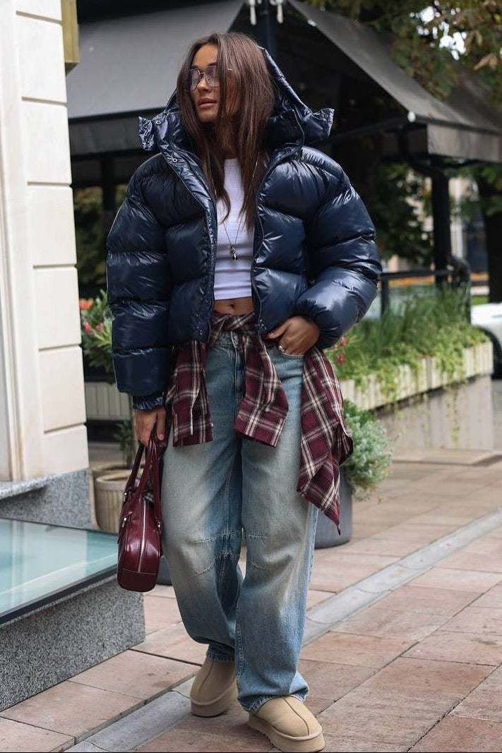 SOKYND Fiona Hooded Glossy Puffer Jacket JacketSOKYND-344727-NAV-S-58935Navy BlueS
