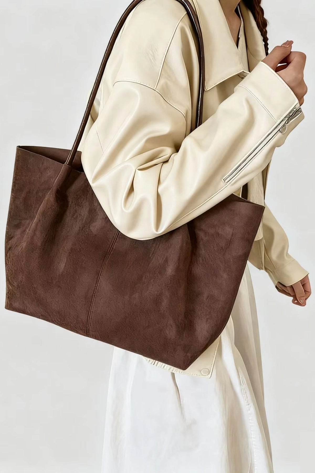 SOKYND Gina Suede Tote with Pouch BagSOKYND-414231-BRO-OS-12055Brown