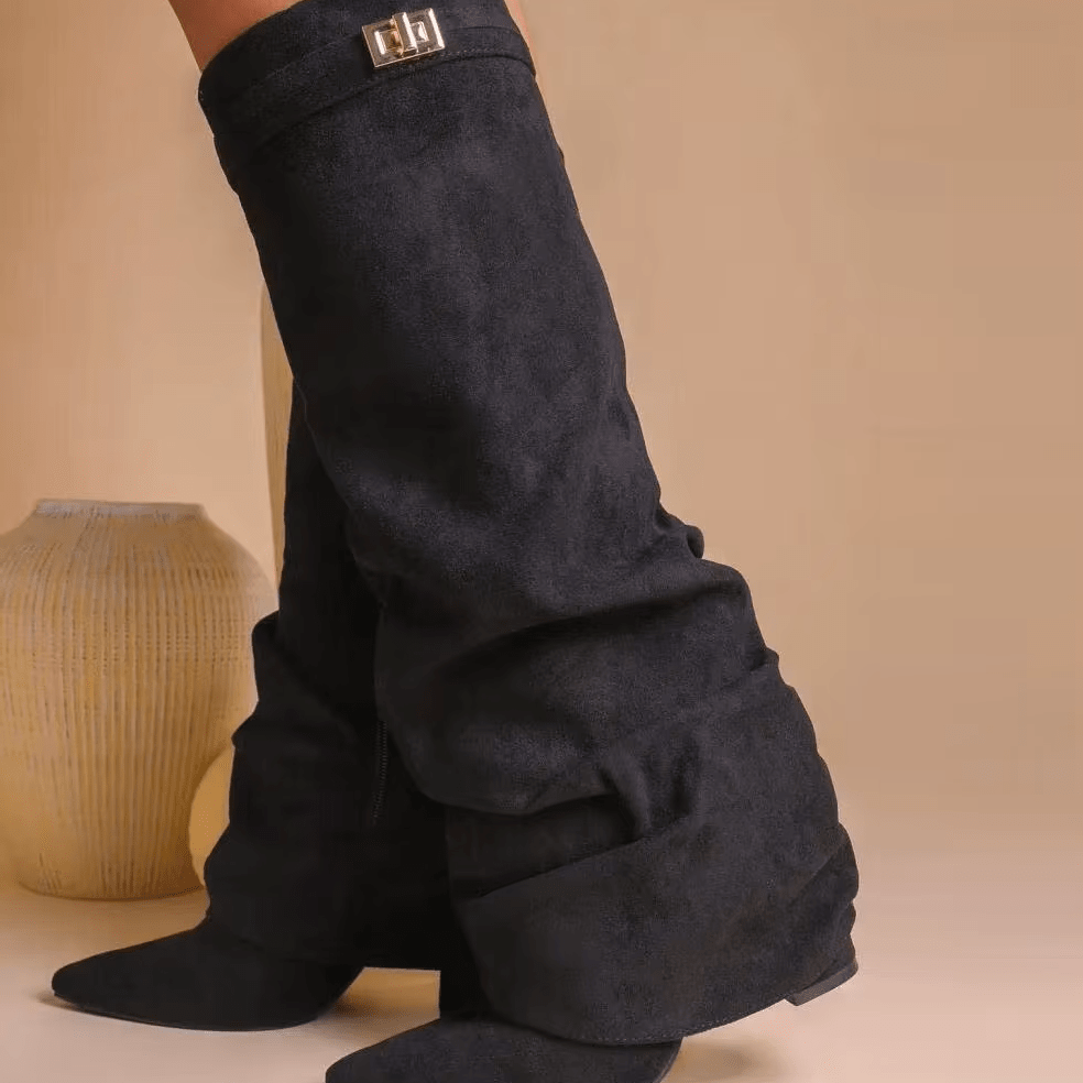 SOKYND Gloria Slouchy Faux Suede Knee High Boots BootsSOKYND-752535-BLA-34-08695Black34