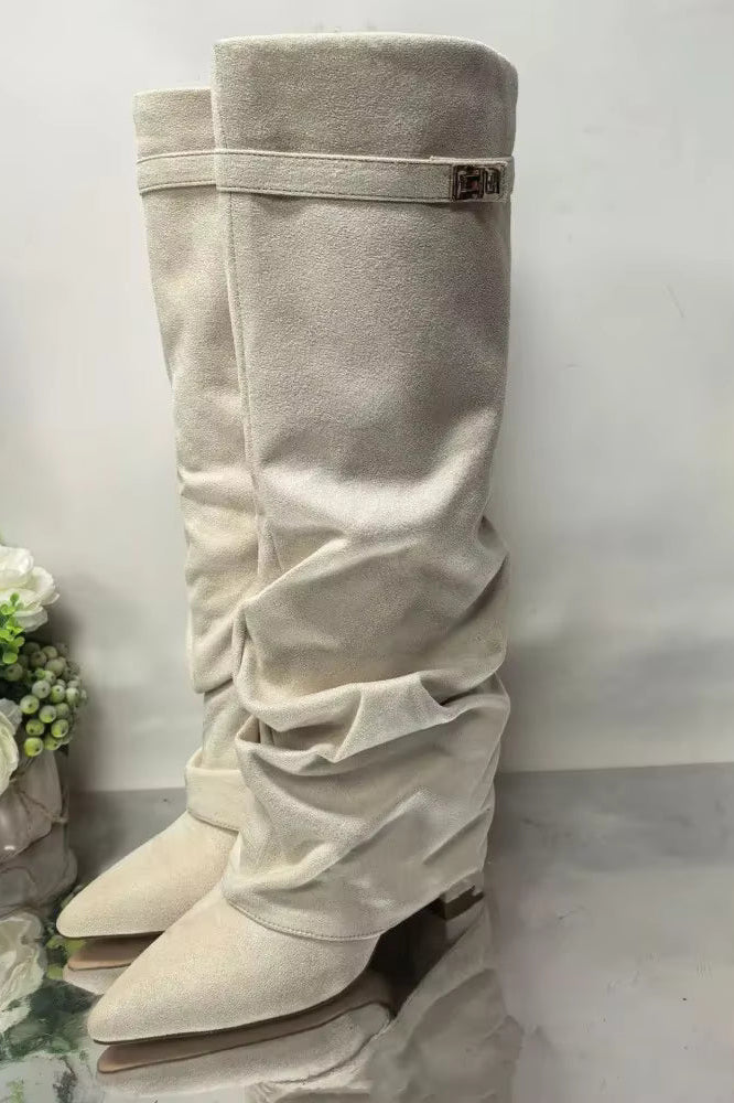 SOKYND Gloria Slouchy Faux Suede Knee High Boots BootsSOKYND-752535-BRO-34-17175Brown34