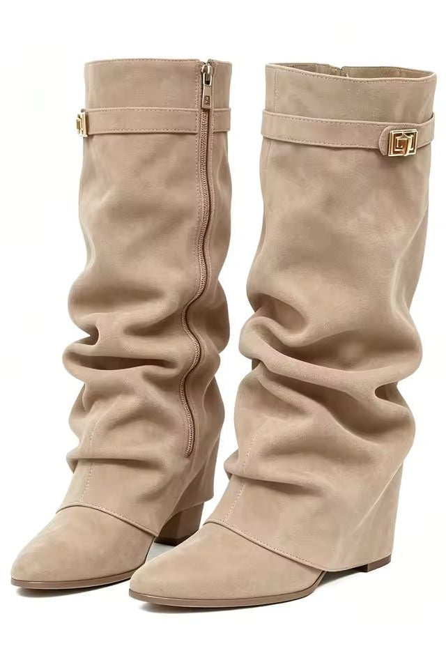 SOKYND Gloria Slouchy Faux Suede Knee High Boots BootsSOKYND-752535-BRO-34-17175Brown34