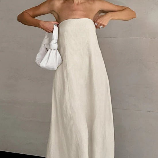 SOKYND Hannelore Strapless Backless Maxi Dress DressKhakiS