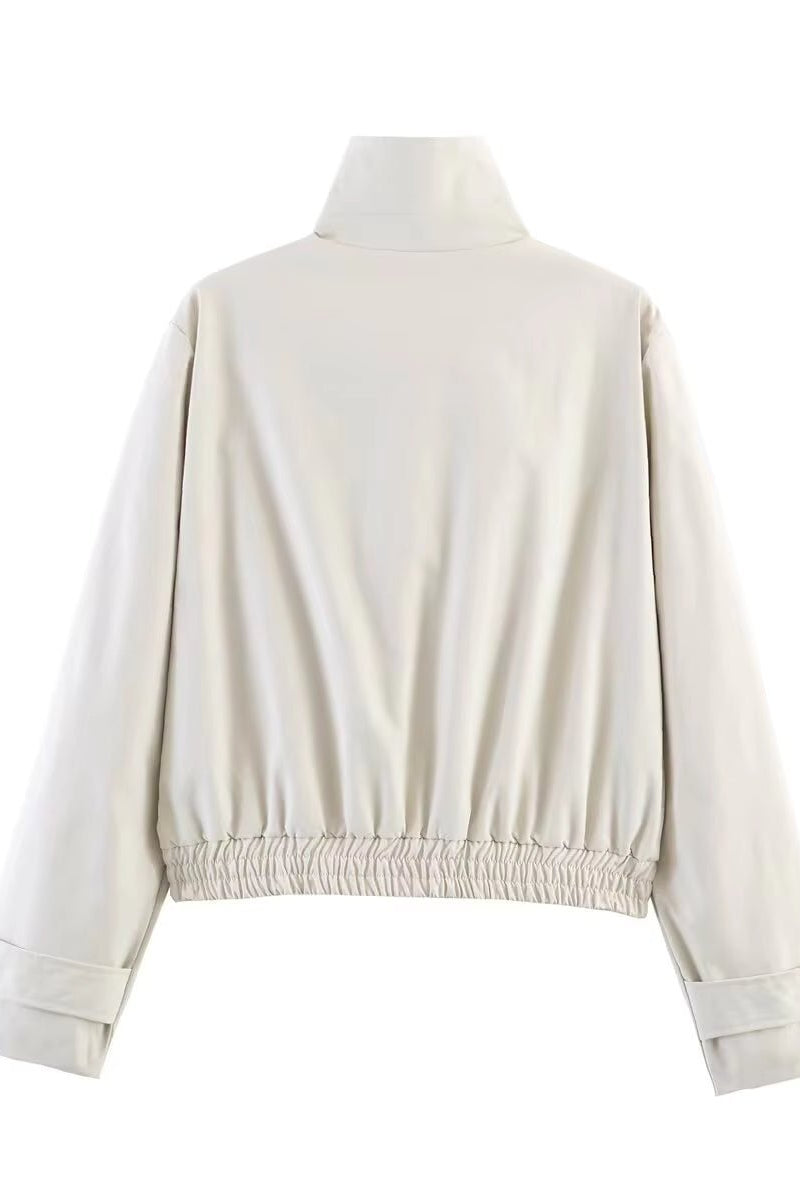 SOKYND Isabel Cropped Bomber Jacket JacketSOKYND-921623-BEI-M-98455BeigeM
