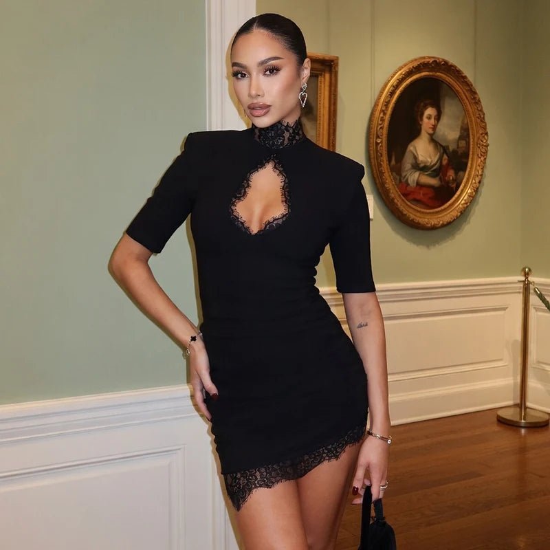 SOKYND Jasmin Cut-Out Lace Bodycon Mini Dress DressSOKYND-535447-BLA-L-55255BlackL