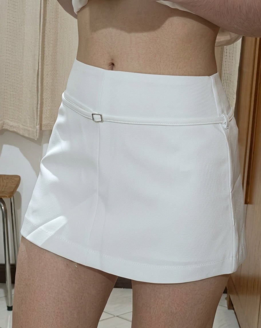 SOKYND Joanna Side Zip Skort Belt Details ShortsSOKYND-090135-WHI-XS-46711WhiteXS