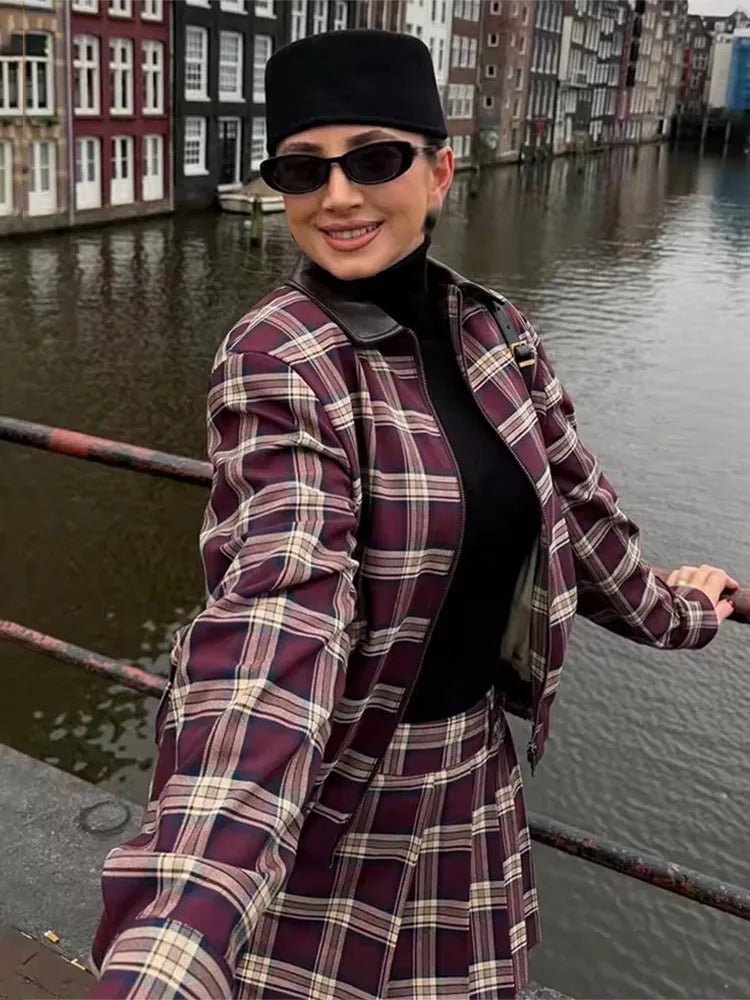 SOKYND Julia Check Bomber & Skort Set Matching SetsSOKYND-326551-JAC-M-97047Jacket OnlyM