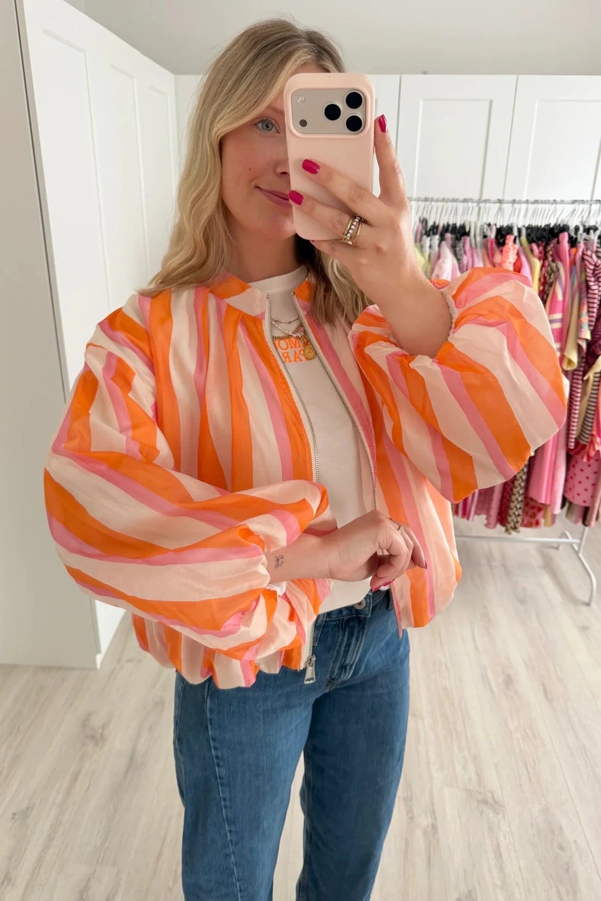 SOKYND Julia Striped Bomber Jacket JacketSOKYND-333015-L-OS-80439L