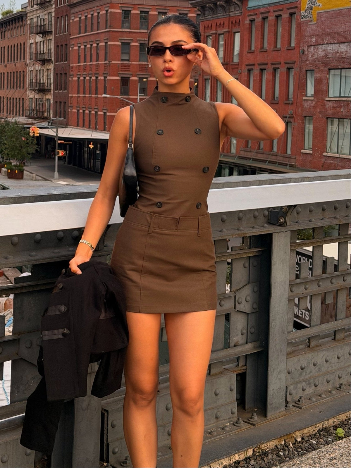 SOKYND Julie High Neck Sleeveless Mini Dress DressSOKYND-393559-BRO-M-75799BrownM