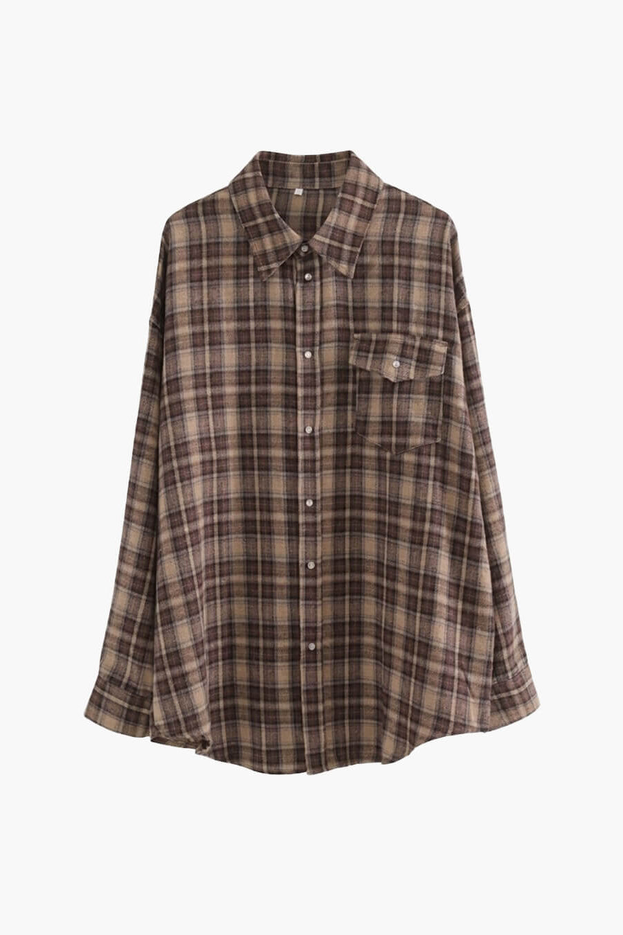 SOKYND Karen Oversized Plaid Shirt BlouseSOKYND-709143-BRO-O-95383BrownOne Size