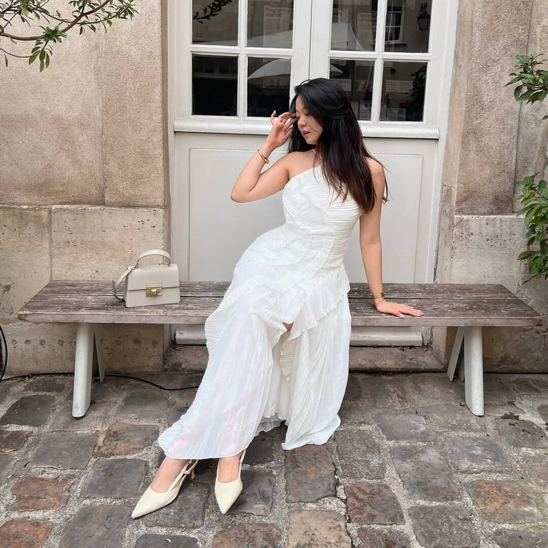 SOKYND Kris Halter Strap Ruffled Tule Dress DressesSd1772777205896721667WhiteS