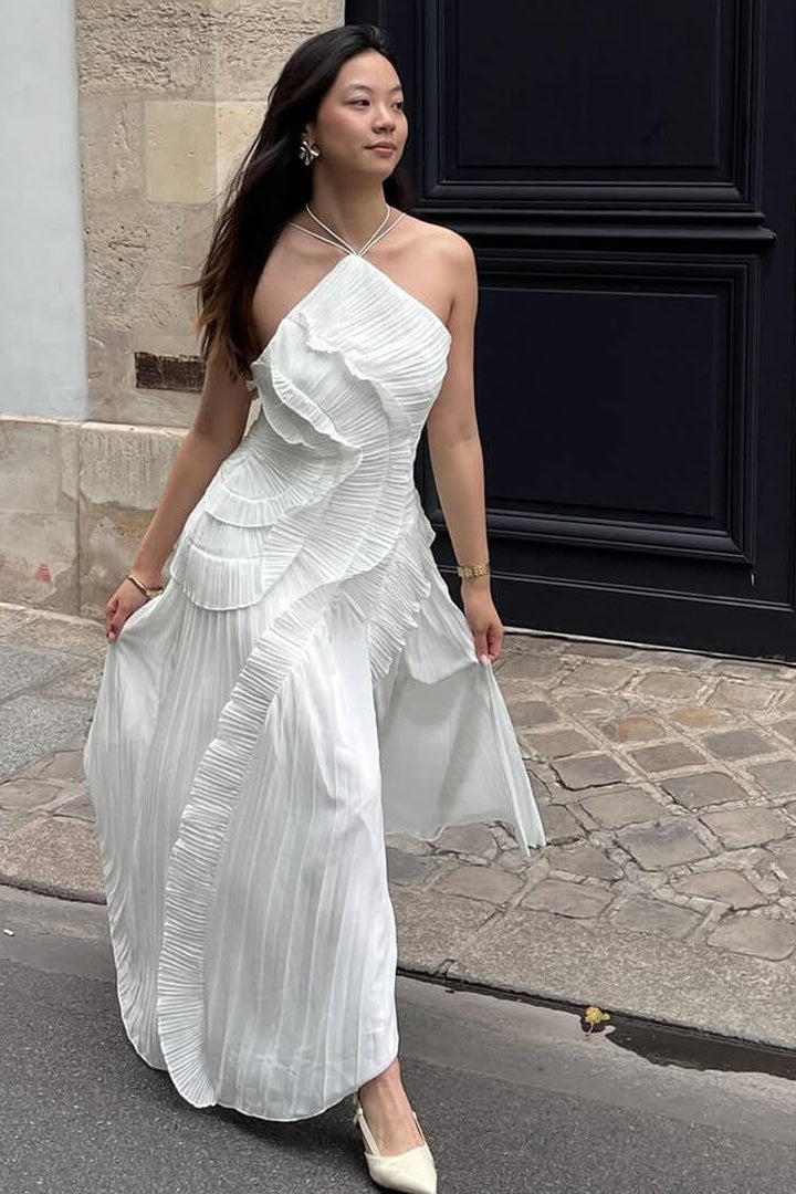 SOKYND Kris Halter Strap Ruffled Tule Dress Dressesxh1772777205896637313WhiteXS