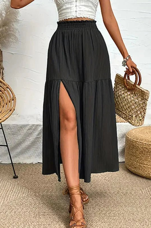 SOKYND Lavinia Bohemian Midi Ruffle Skirt SkirtsSOKYND-276567-BLA-S-41239BlackS