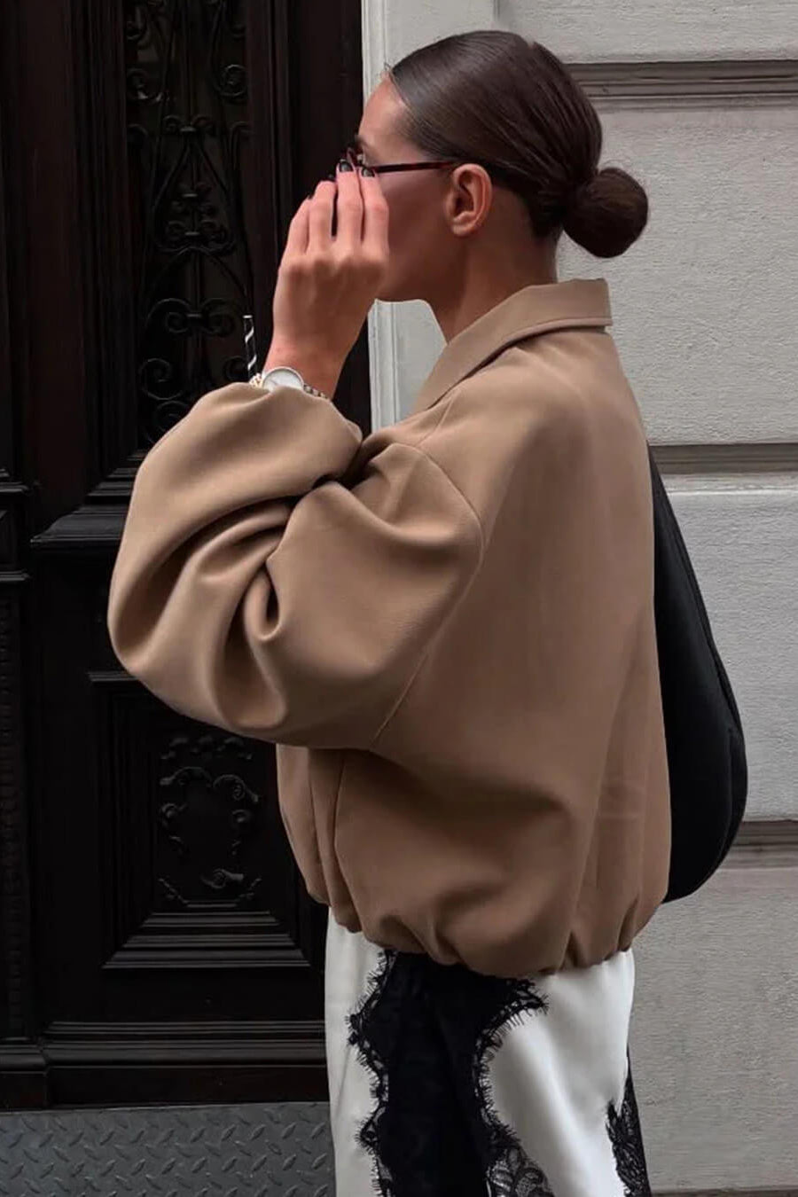 SOKYND Luana Puffed Bomber Jacket Coats & JacketsBeigeXS