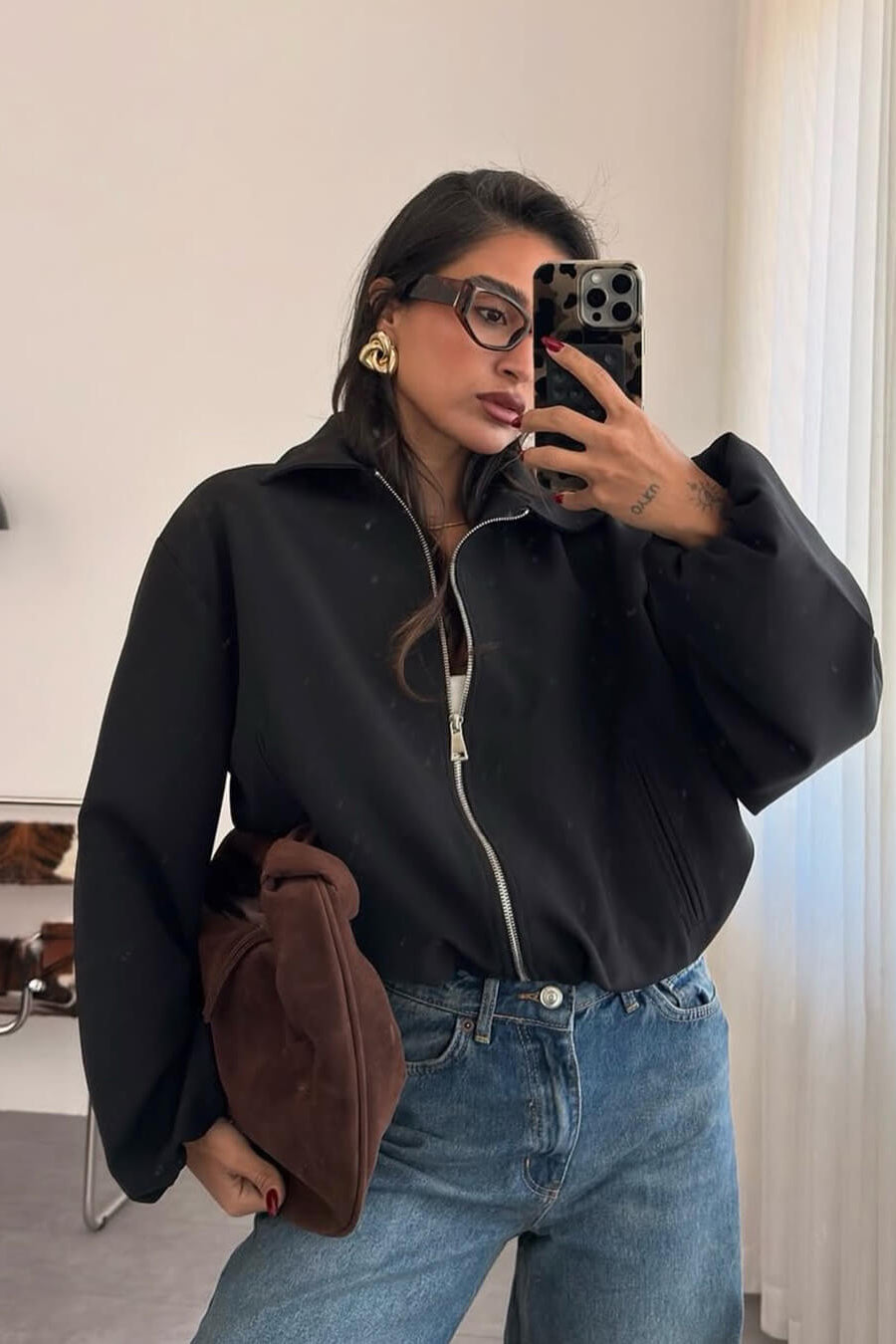 SOKYND Luana Puffed Bomber Jacket Coats & JacketsBlackXS