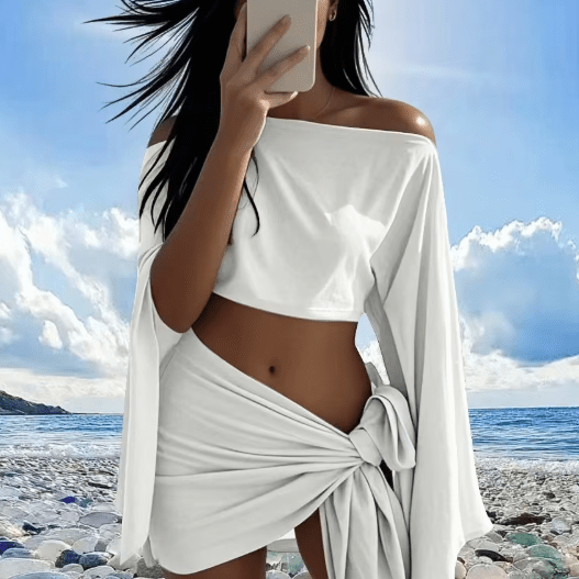 SOKYND Lucia Sarong & Off-Shoulder Top Set Matching SetspW1772580086487757240WhiteS