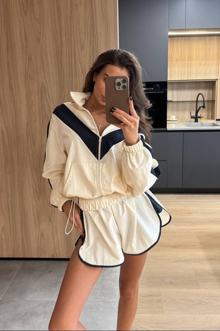 SOKYND Miriam Chevron Windbreaker Shorts Set Matching SetsSOKYND-805079-M-OS-20151M