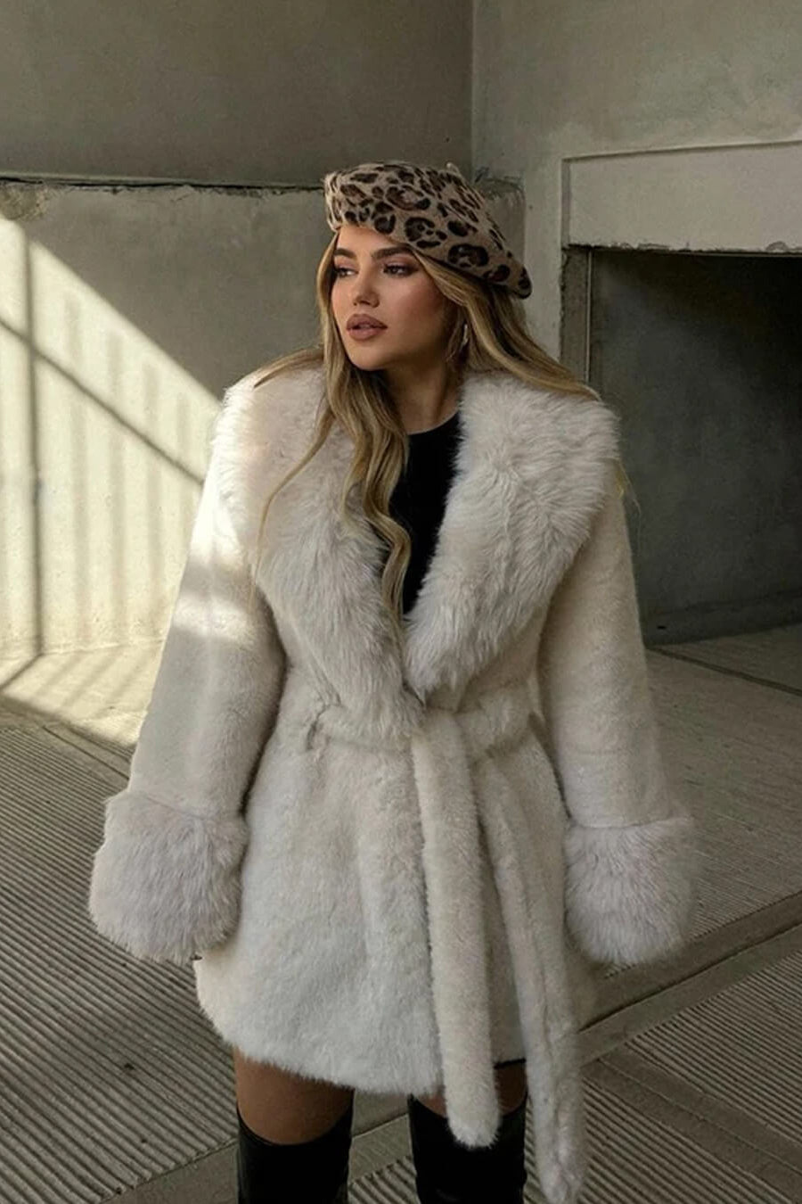 SOKYND Miriam Faux Fur Trim Coat CoatSOKYND-365143-WHI-M-21079WhiteM