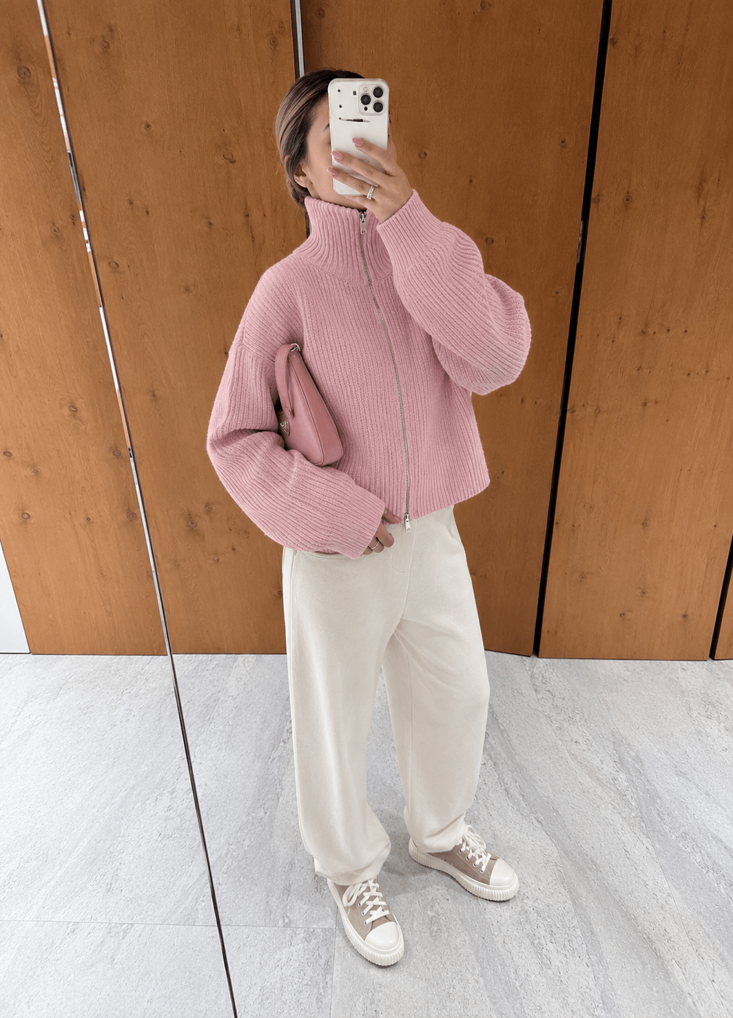 SOKYND Nicole Oversized Ribbed Zip-Up Sweater SweaterSOKYND-441431-PIN-M-66551PinkM
