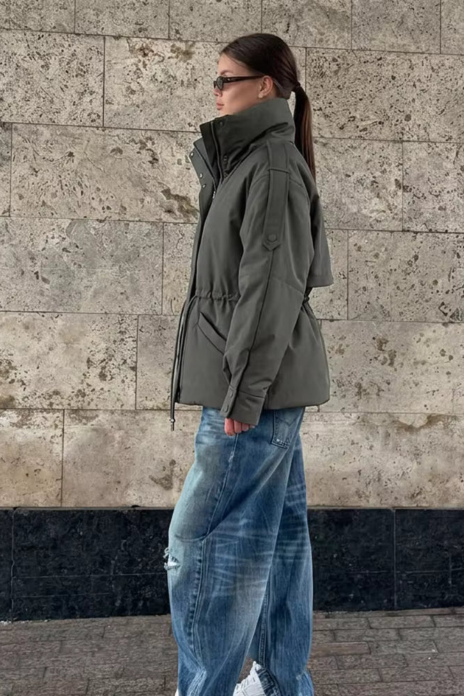 SOKYND Olivia Oversized Drawstring Waist Puffer Jacket JacketSOKYND-246423-OLI-S-32951Olive GreenS