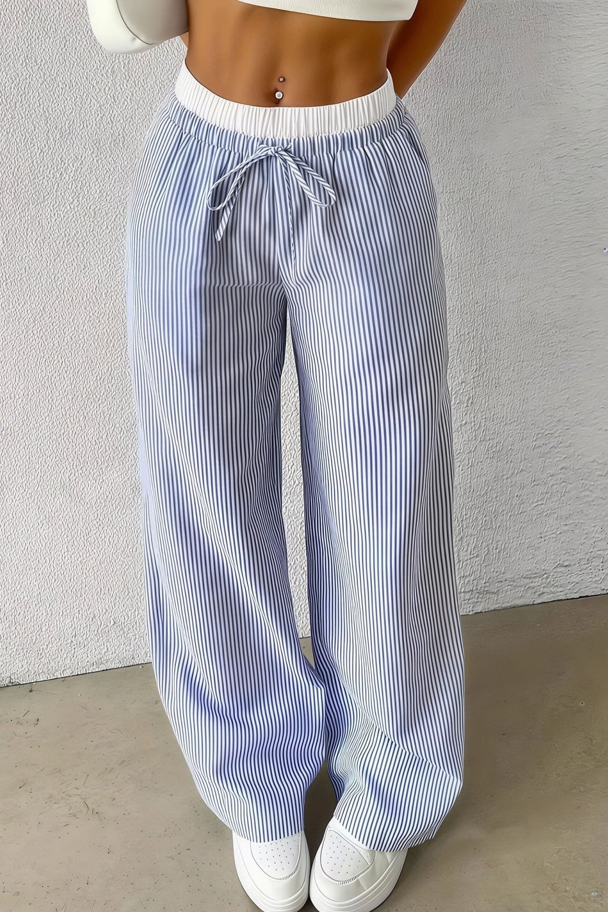 SOKYND Orla Striped Straight Casual Pants BottomsBlueS