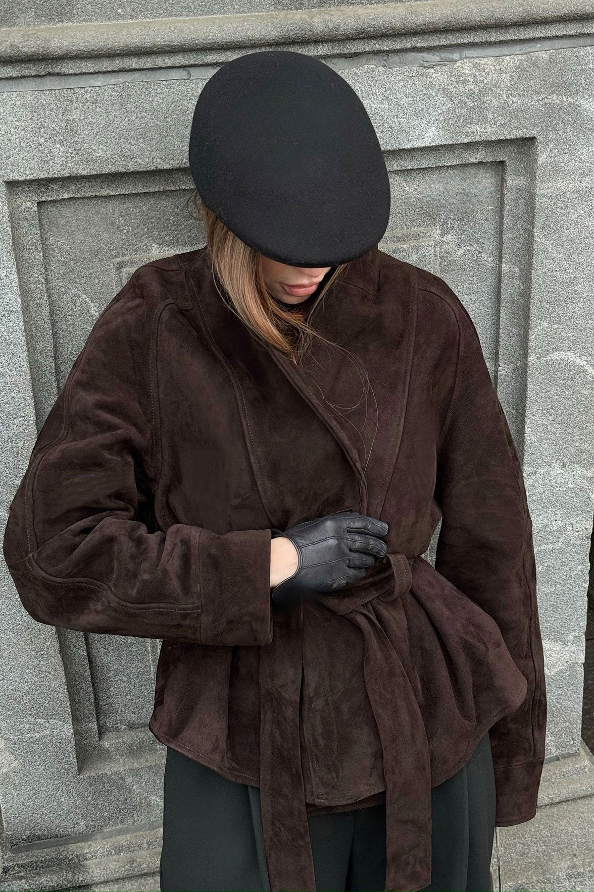 SOKYND Rebecca Belted Suede Trench Coat CoatSOKYND-557271-BRO-S-64311BrownS