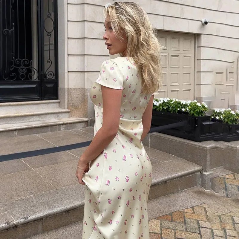 SOKYND Vera Printed Satin Midi Dress DressesfJ1772777205906298151Beige FloralL