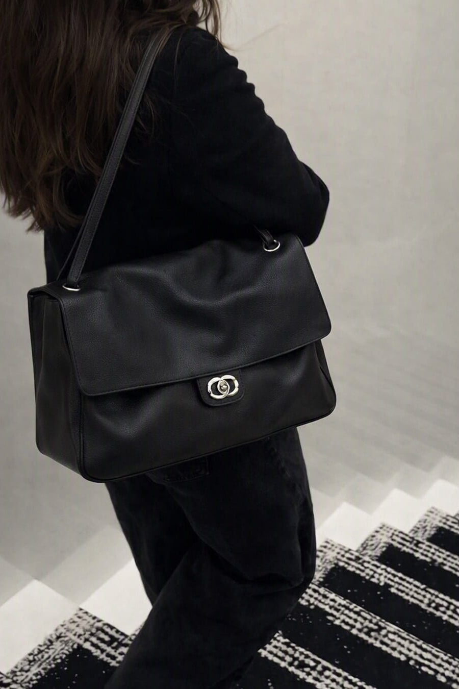 SOKYND Zoe Buckle Flap Shoulder Bag BagSOKYND-674839-BLA-36-22039Black36×24×11 cm